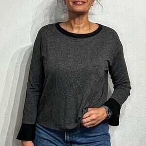 Michael Star Charcoal Flounce Sleeve Pullover Sz M NWT